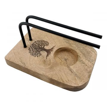 Wood Iron Palo Santo Burner, 4", Tree of Life, Each